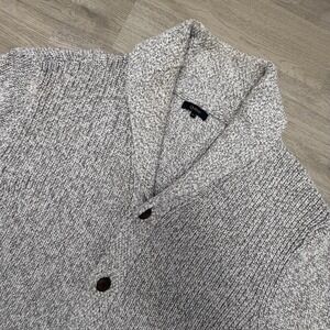 Quince Cardigan Sweater Mens XL Gray 100% Organic Cotton Shawl Collar Chunky